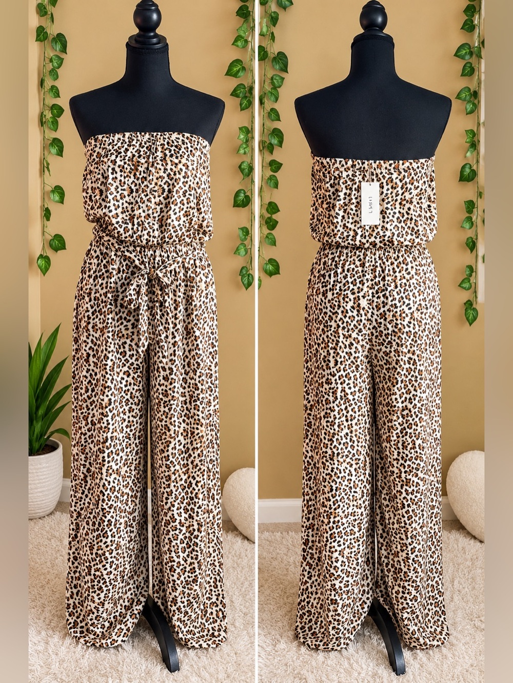 Leopard Print Wide Leg Jumpsuit